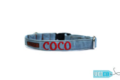 Mutt Ofcourse Personalized Stud Muffin Light Blue Denim Dog Collar