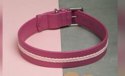 We Exist Cotton Candy Swirl Pink Vegan Leather Dog Collar