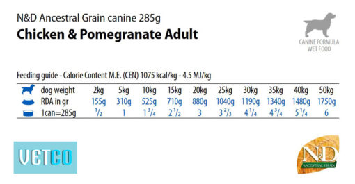 Farmina N&D Low Grain Adult Wet Dog Food Chicken & Pomegranate (Medium & Maxi Breeds), 285 gms