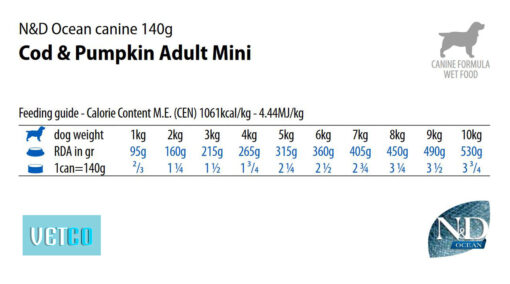 Farmina N&D Ocean Adult Wet Dog Food Cod & Pumpkin (Small & Mini Breeds), 140 gms