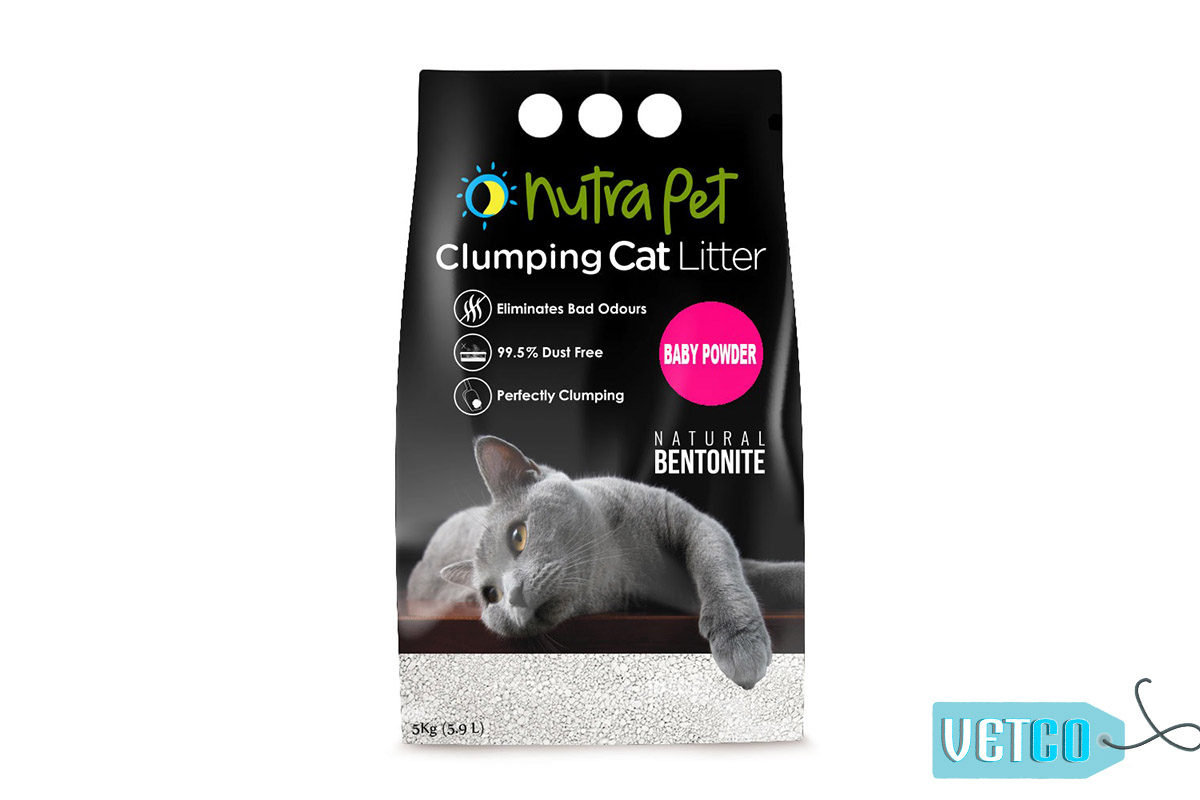 Nutrapet Baby Powder White Bentonite Clumping Cat Litter, 5kg