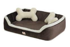 Barks & Wags Brown & Cream Fur-Sofa Dog & Cat Bed