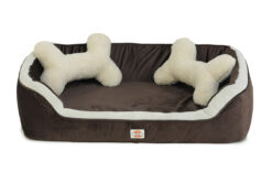 Barks & Wags Brown & Cream Fur-Sofa Dog & Cat Bed