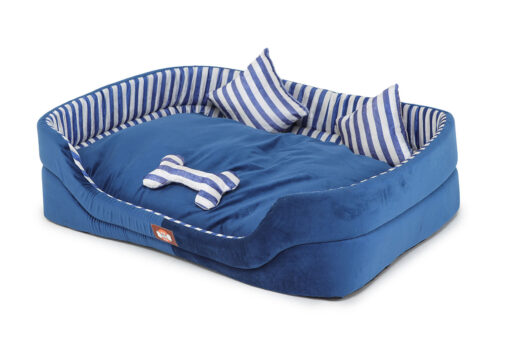 Barks & Wags White & Blue Striped Cuddler Dog & Cat Bed