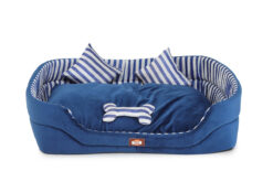 Barks & Wags White & Blue Striped Cuddler Dog & Cat Bed