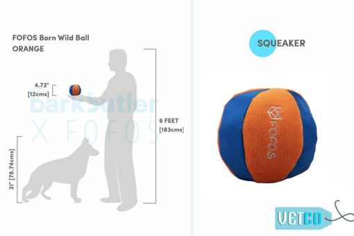 FOFOS Born Wild Ball Orange Dog Toy