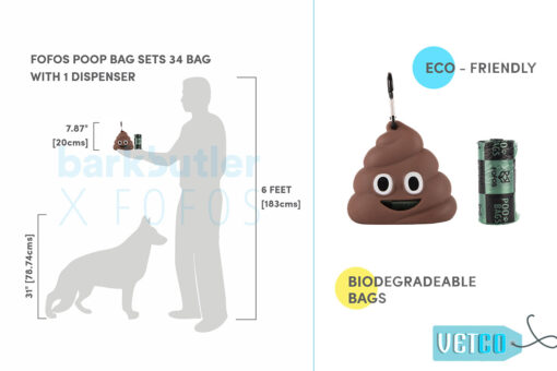 FOFOS Poop Bags with Dispenser Set, 34 count