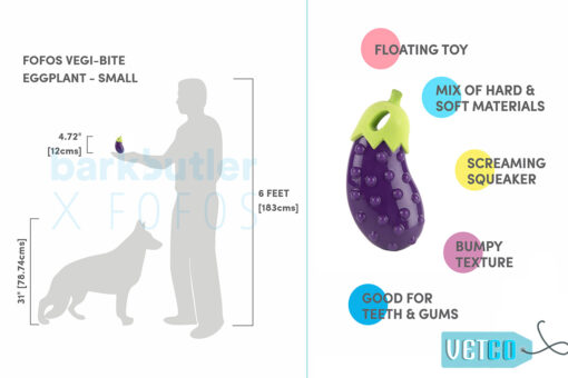 FOFOS Vegi-Bites Eggplant Dog Toy - Small