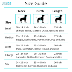 Barks n wags Jacket size guide