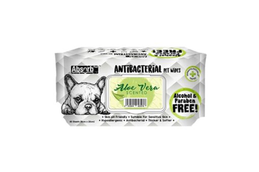 Absorb Plus Aloe Vera Antibacterial Pet Wipes, 80 Count