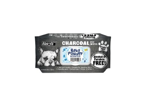 Absorb Plus Baby Powder Charcoal Pet Wipes, 80 Count