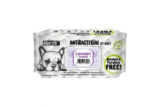 Absorb Plus Lavender Antibacterial Pet Wipes, 80 Count