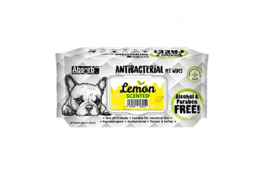 Absorb Plus Lemon Antibacterial Pet Wipes, 80 Count