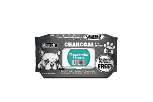Absorb Plus Peppermint Charcoal Pet Wipes, 80 Count