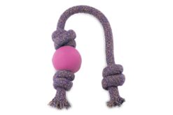 Beco Pets Natural Rubber Ball On A Rope Dog Toy - Pink