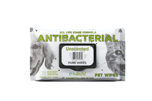 Nutrapet Unscented Antibacterial Thick Pet Wipes, 72 Count