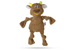 FOFOS Fluffy Brown Cow Squeaky Dog Toy