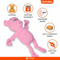 FOFOS Fluffy Pink Pig Squeaky Dog Toy