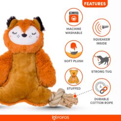 FOFOS Plush Bear Squeaky Rope Dog Toy