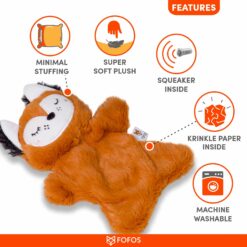 FOFOS Plush Fox Glove Stuffing Free Dog Toy