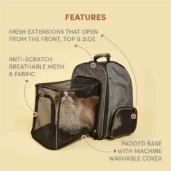 FOFOS Expandable Foldable Backpack Dog & Cat Carrier - Grey