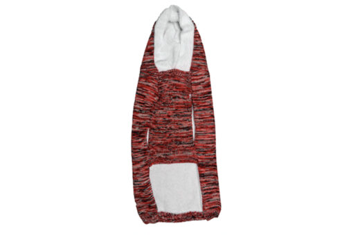 Pet Snugs Fur Coated Paw Design Hooded Dog Sweater - Red