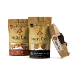 Dogsee Chew Festive Pack: Medium Bars, Puffies + Free Jute Collar