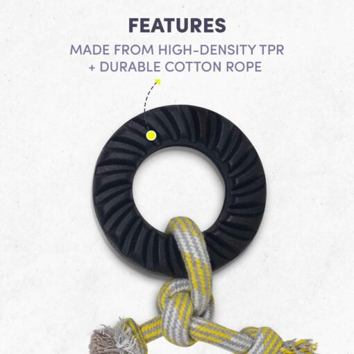 FOFOS Tough Tyre with Rope Dog Toy