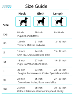 Woofs n Wags sweater size guide
