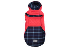 Woofs n Wags Blue Checkered Reversible Jacket with Red Base