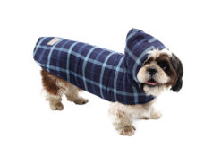 Woofs n Wags Blue Checkered Reversible Jacket with Red Base