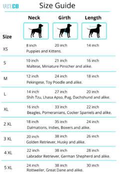 Woofs n Wags jacket size guide