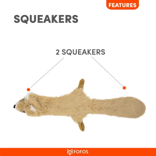 FOFOS Skinneez Squirrel Stuffing Free Dog Toy