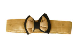 Floof & Co Black & Gold Silk Collar With Bow for Dogs