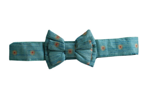 Floof & Co Blue Printed Collar With Bow for Dogs