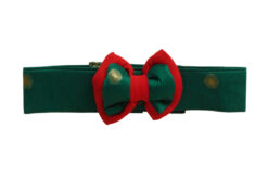 Floof & Co Green & Red Silk Collar With Bow for Dogs