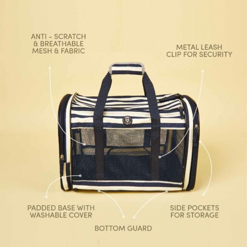 FOFOS Foldaway Pet Carrier For Cats & Dogs - Blue & White