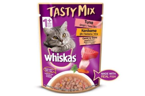 Whiskas Tuna with Kanikama And Carrot in Gravy Tasty Mix Adult Wet Cat Food, (12 x 70g) 840 gms