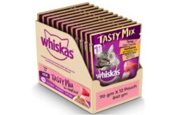 Whiskas Tuna with Kanikama And Carrot in Gravy Tasty Mix Adult Wet Cat Food, (12 x 70g) 840 gms