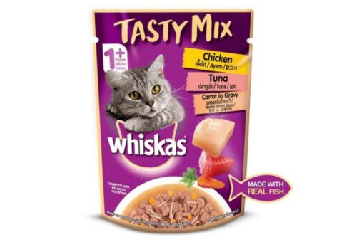 Whiskas Whiskas Chicken With Tuna And Carrot in Gravy Tasty Mix Adult Wet Cat Food, (12 x 70g) 840 gms