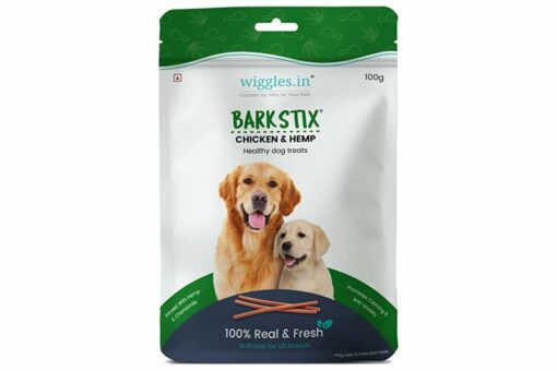 Wiggles Barkstix Dog Treats for Training Adult Puppies, 100g (Chicken & Hemp)