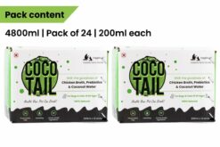 Cocotail Energy Drink for Dogs Cats, 4800ml - Balances Electrolytes, Supports Dehydration Fatigue - Chicken Broth, Prebiotics, Coconut Water (Pack of 24)