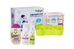 Petlogix Natural 5 in 1 All in One Puppy kit K9 Intimate Spray Dry Shampoo Gentle Puppy Wash Slow Feeding Bowl Pet Training Pads for Dogs and Puppies