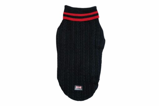 Pawgy Pets High Neck Cable Knit Sweater: Black