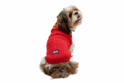 Pawgypets High Neck Cable Knit Sweater: Red