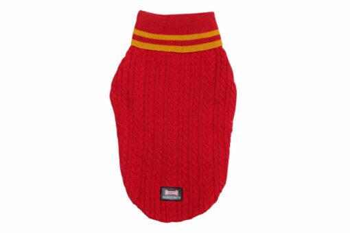 Pawgy Pets High Neck Cable Knit Sweater: Red