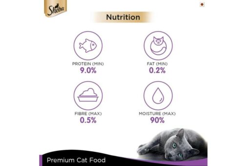Sheba Wet Adult Cat Food Tuna White Meat in Jelly, 85 gms