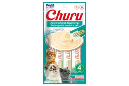 Inaba Churu Chicken With Crab Recipe Cat Treats, 56 gm Count 4 (Pack Of 2)