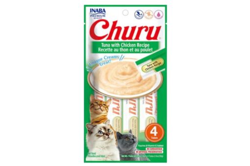 Inaba Churu Tuna With Chicken Recipe Cat Treats, 56 gm Count 4 (Pack of 2)