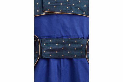 Vastramay Blue & Gold Silk Blend Dog Dress